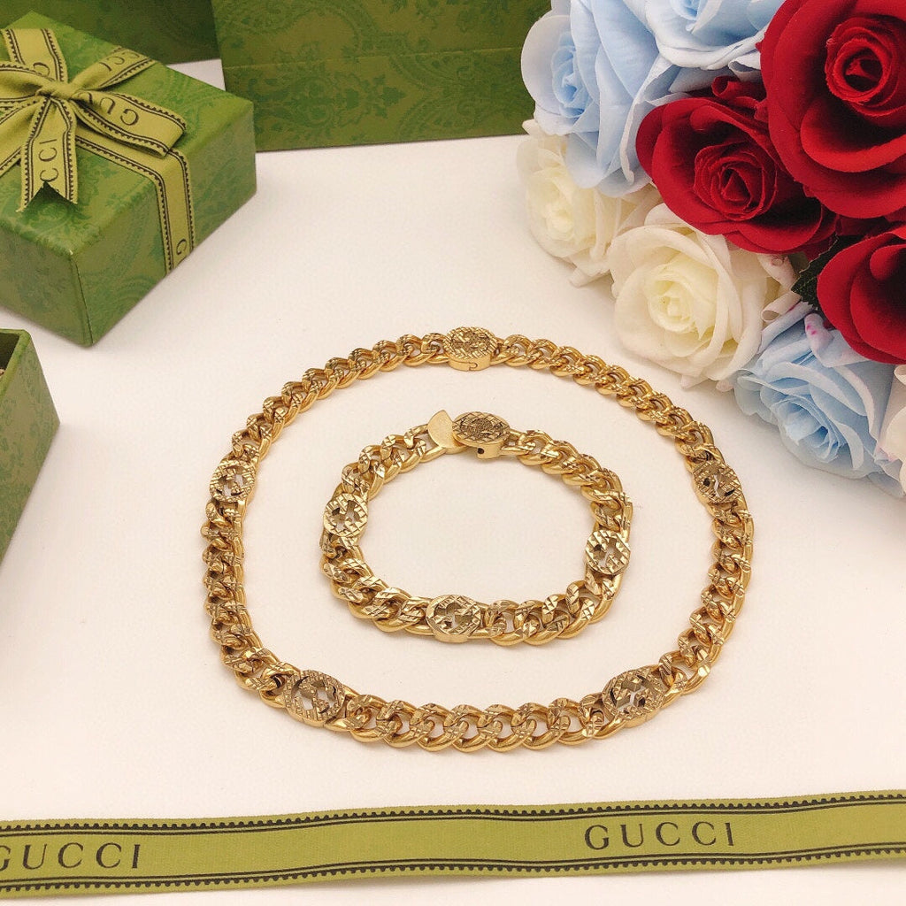 18K Double Gucci Chain Necklace