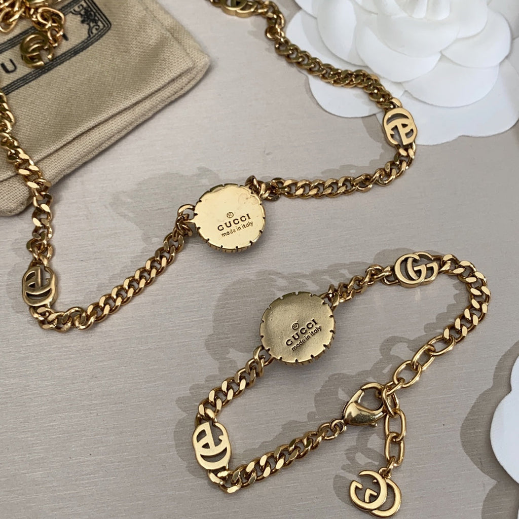 18K Double Gucci Flower Necklace
