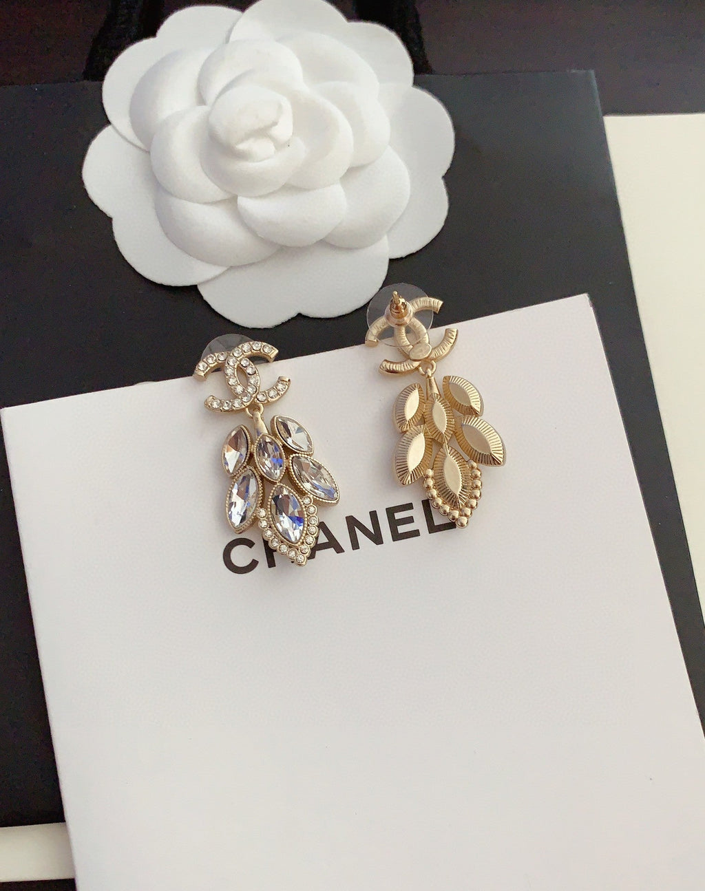 18K  Chanel Crystals Pendant Earrings
