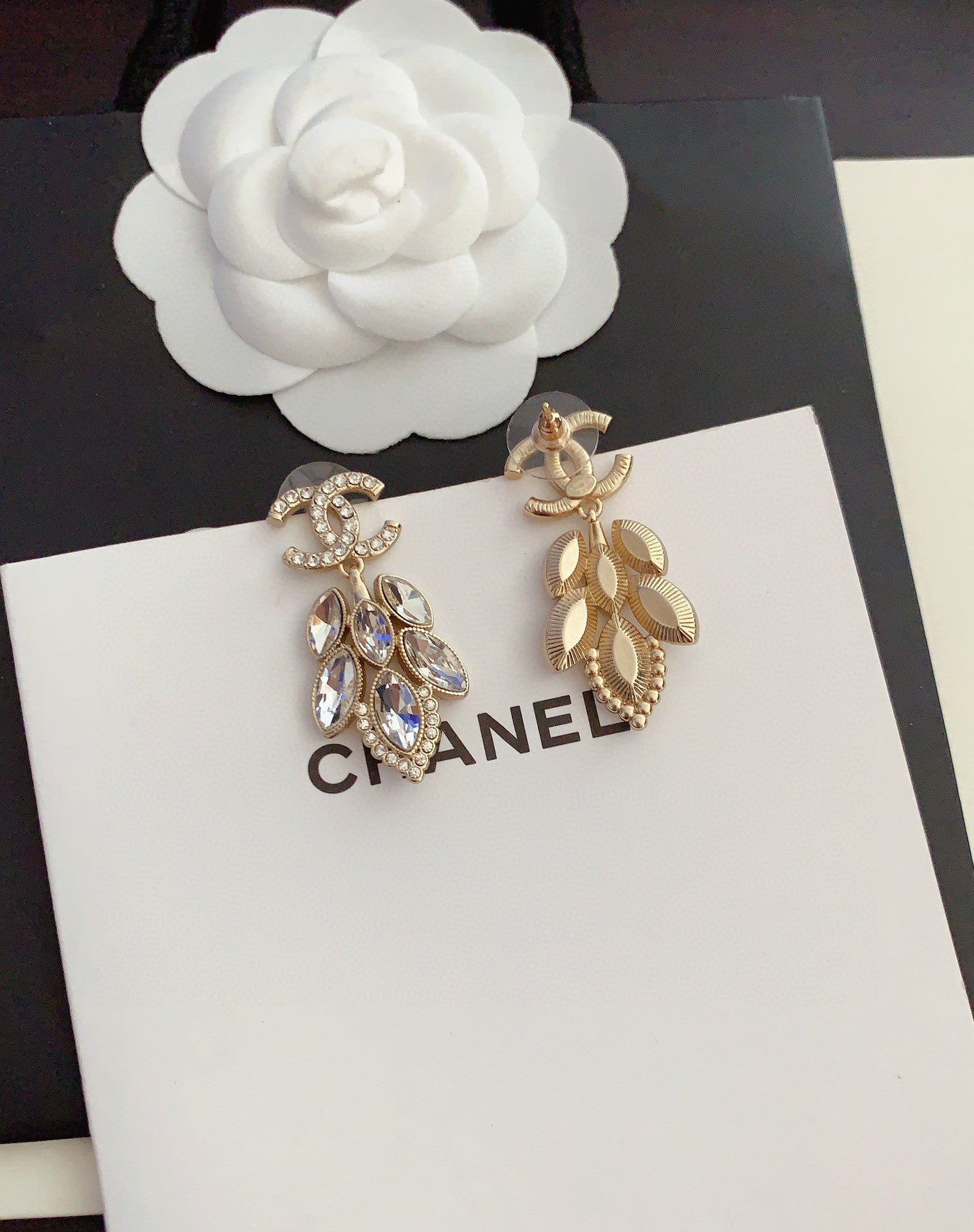 18K  Chanel Crystals Pendant Earrings