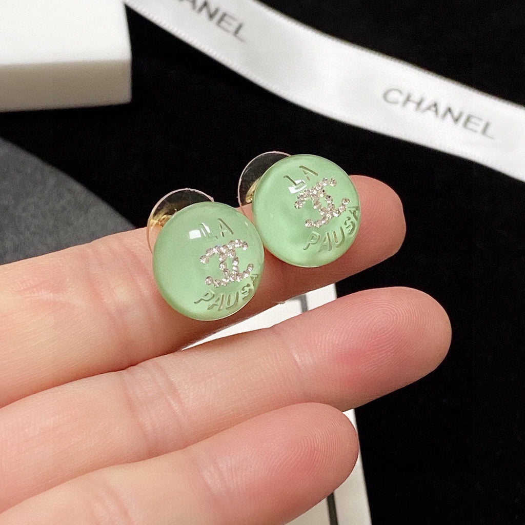18K  Chanel Green Earrings
