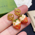 18K Double Gucci Strawberry Earrings