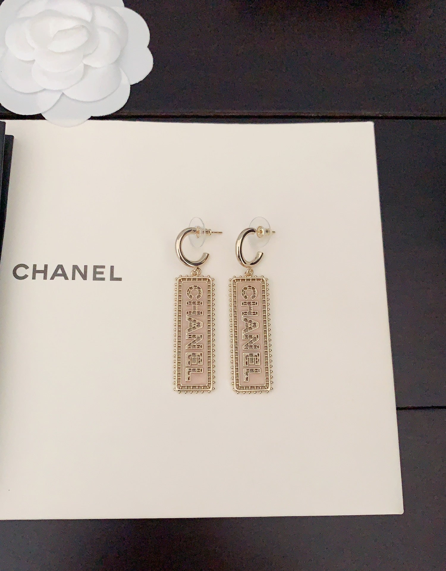 18K  Chanel Typo Drop Earrings