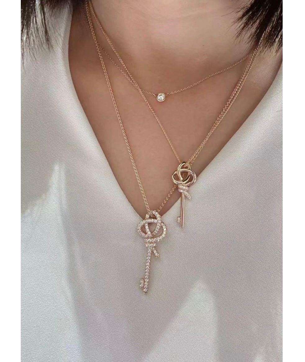 18K Tiffany Keys Woven Diamonds Medium Necklace