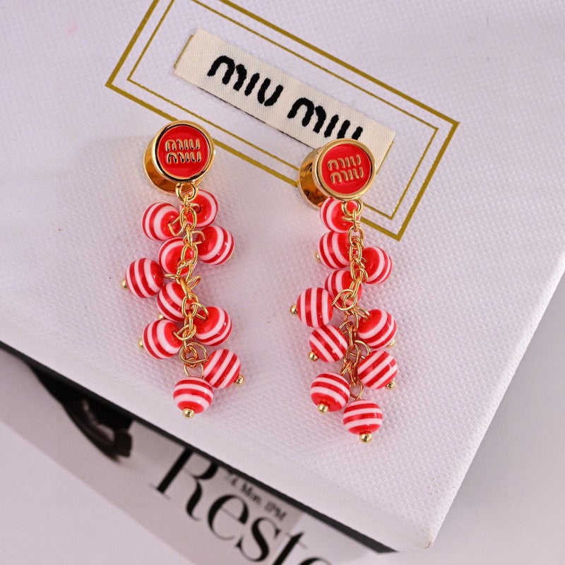 18K Miu Blue & Pink Ball Earrings