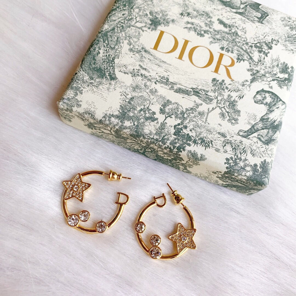 18K Dior Star Pink Crystals Earrings