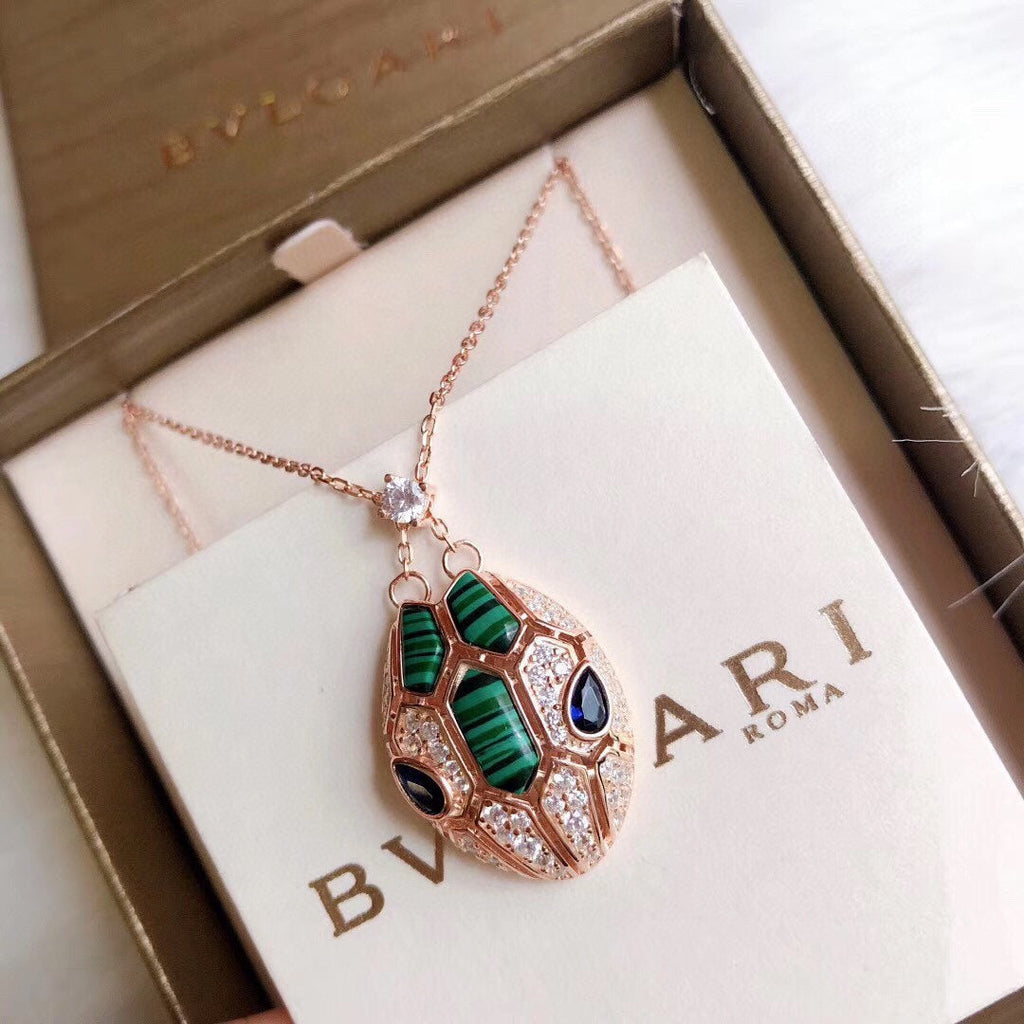 18K BVLGARI Serpenti Malachite Necklace