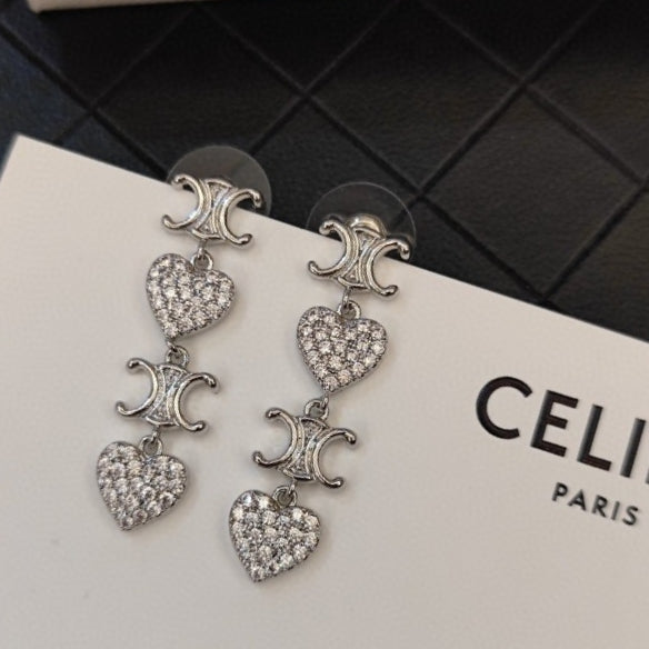 18K Celine Heart Pendant Earrings