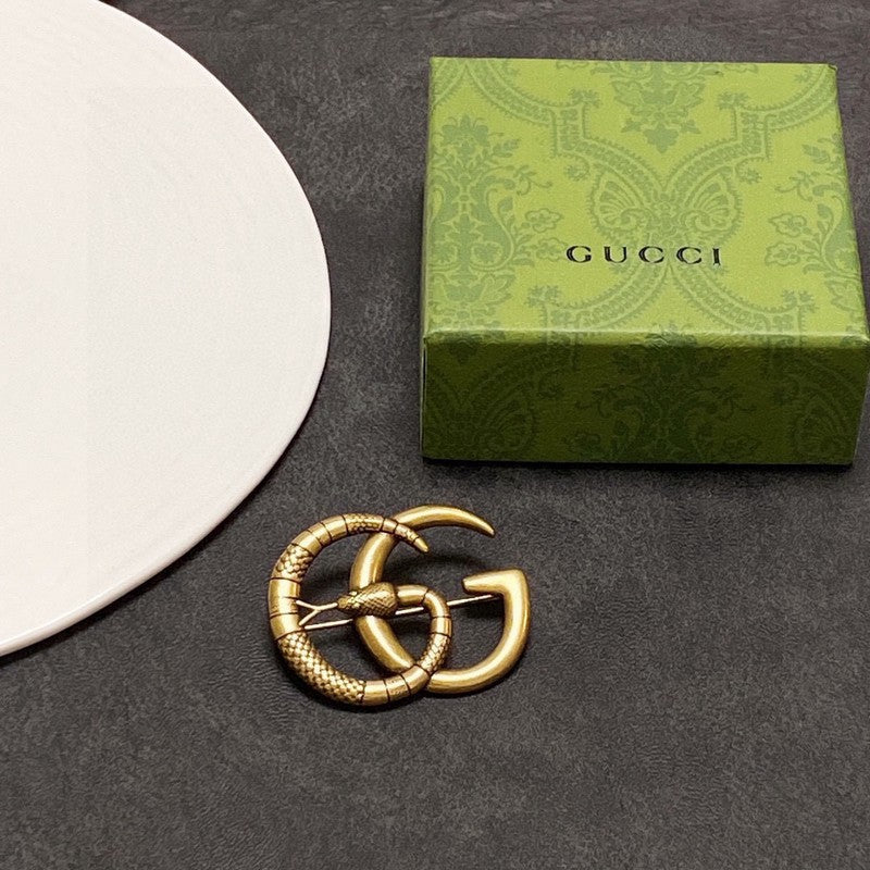 18K Double Gucci Snake Brooch