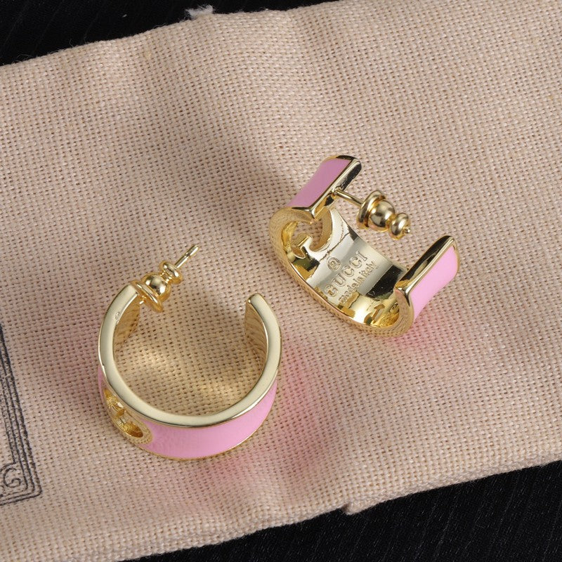 18K Double Gucci Color Enamel Earrings