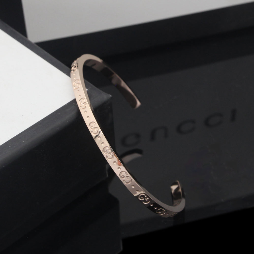 18K Double Gucci Icon Open Cuff Bracelet