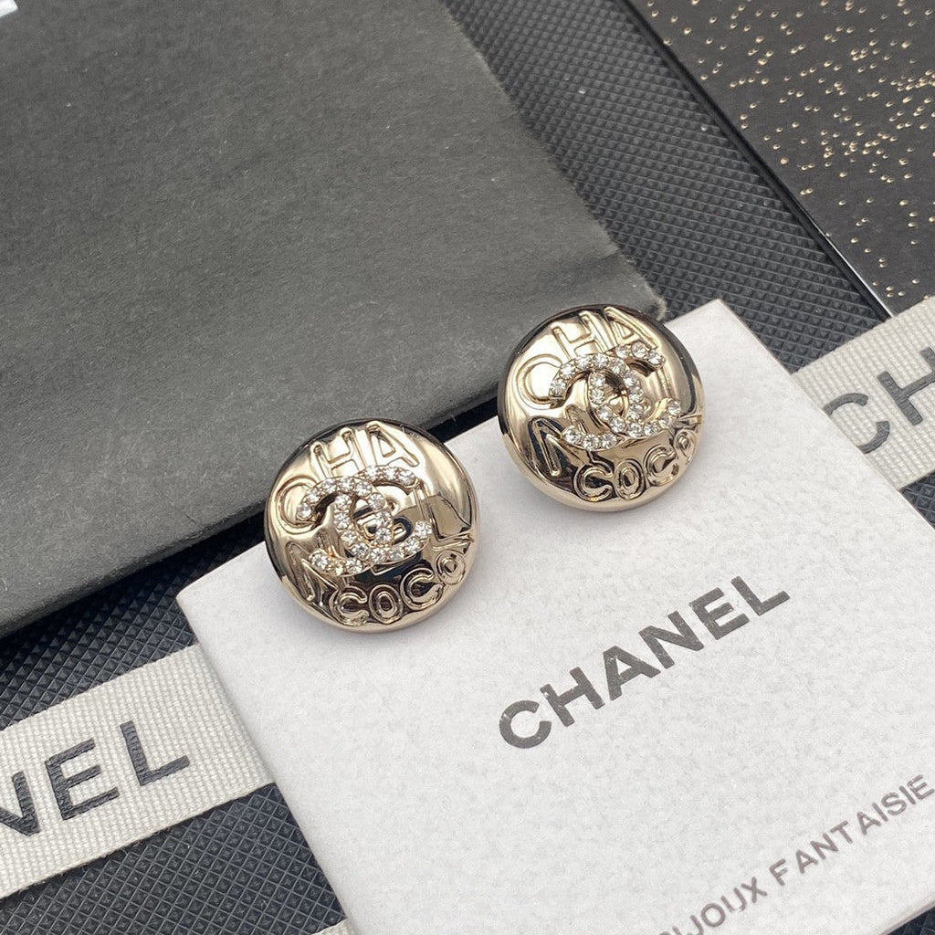18K  Chanel Circle Diamond Earrings