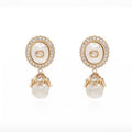 18K Double Gucci Pearl Earrings