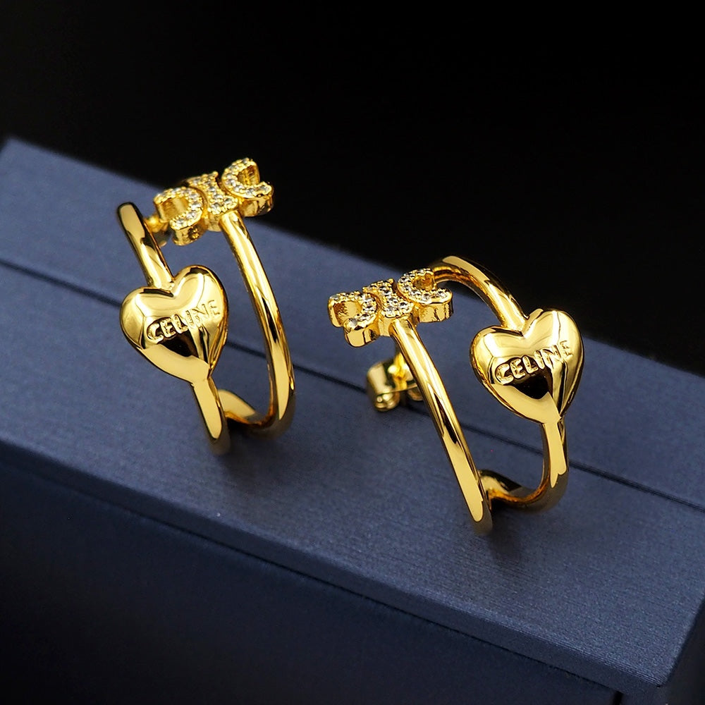 18K Celine Heart Earrings