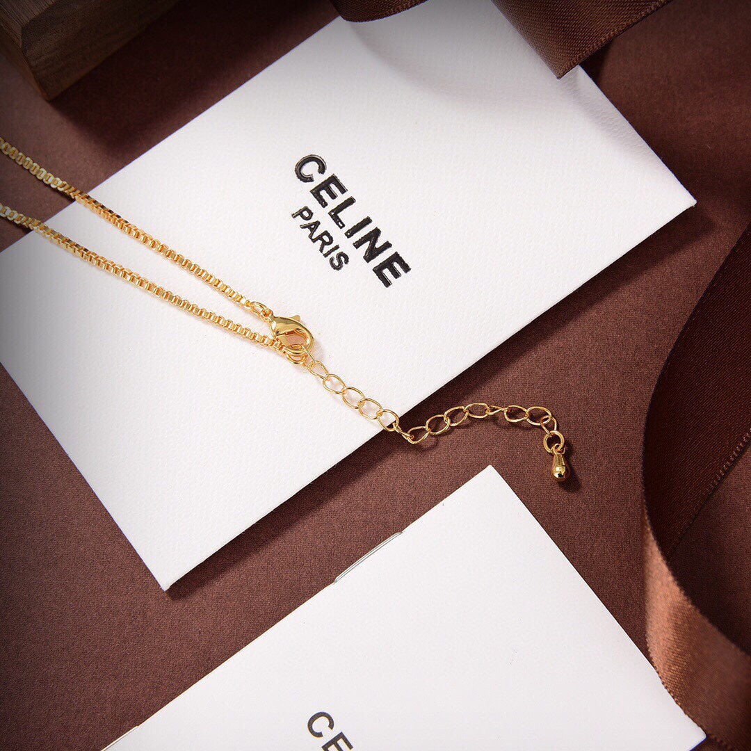 18K Celine Pink Heart Crystal Necklace