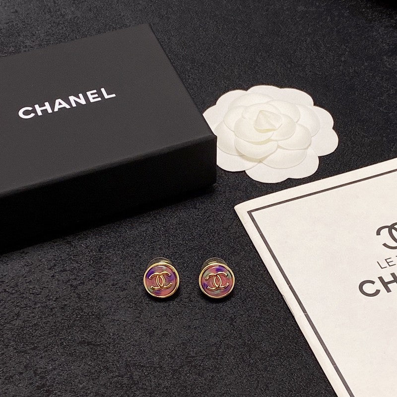 18K  Chanel Colorful Round Earrings