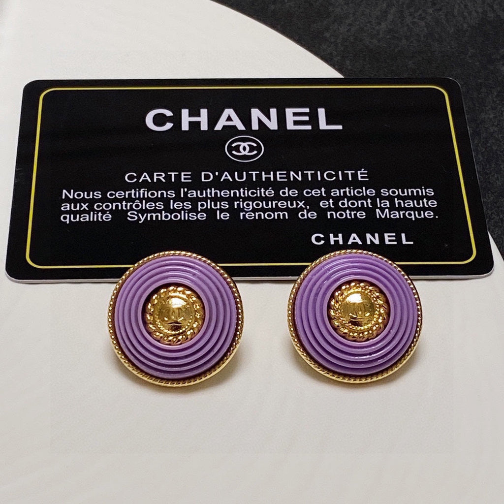 18K  Chanel Purple Resin Earrings