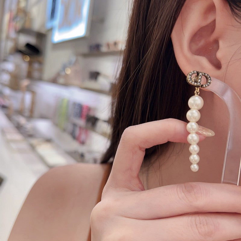 18K Dior Long Pearls Earrings