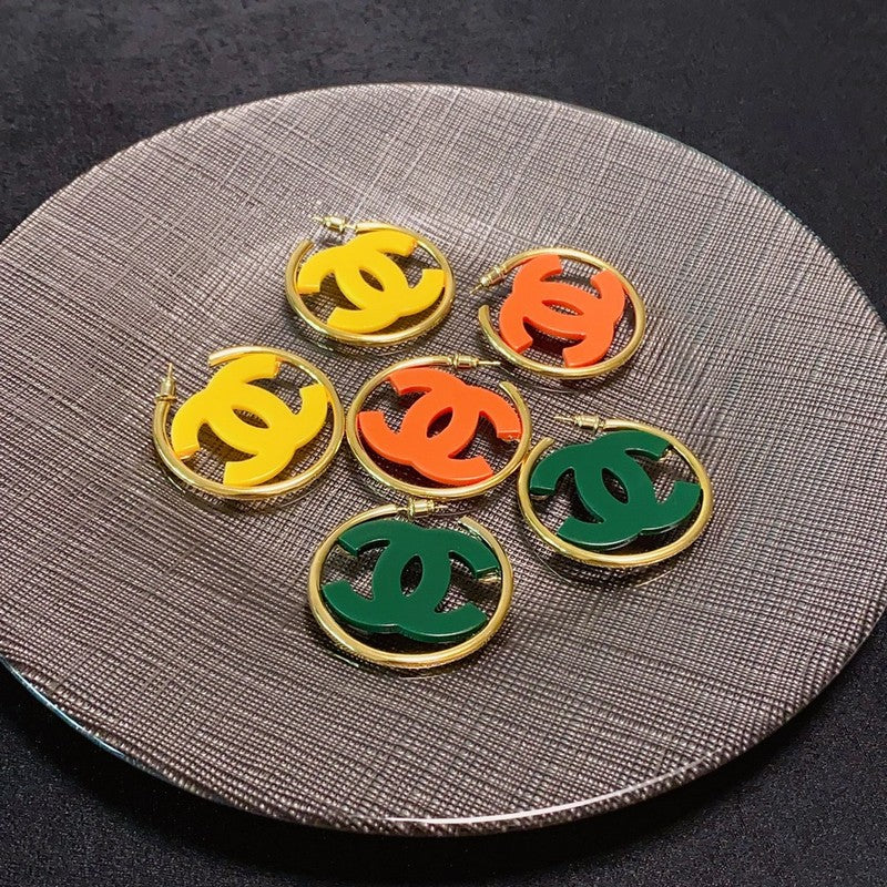 18K  Chanel Color Logo Earrings