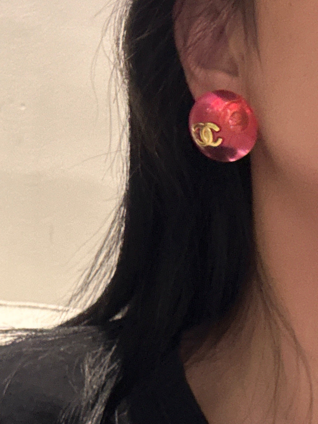 18K  Chanel Pink Crystal Earrings