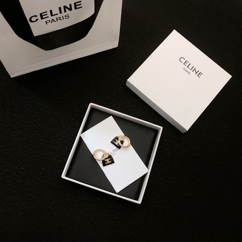 18K Celine Black Bag Gold Earrings