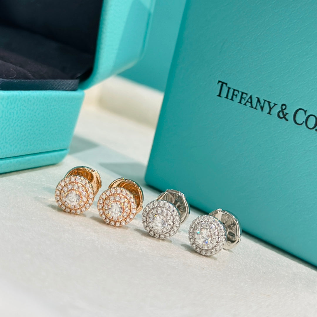 18K Tiffany Soleste Diamonds Rose Gold Earrings