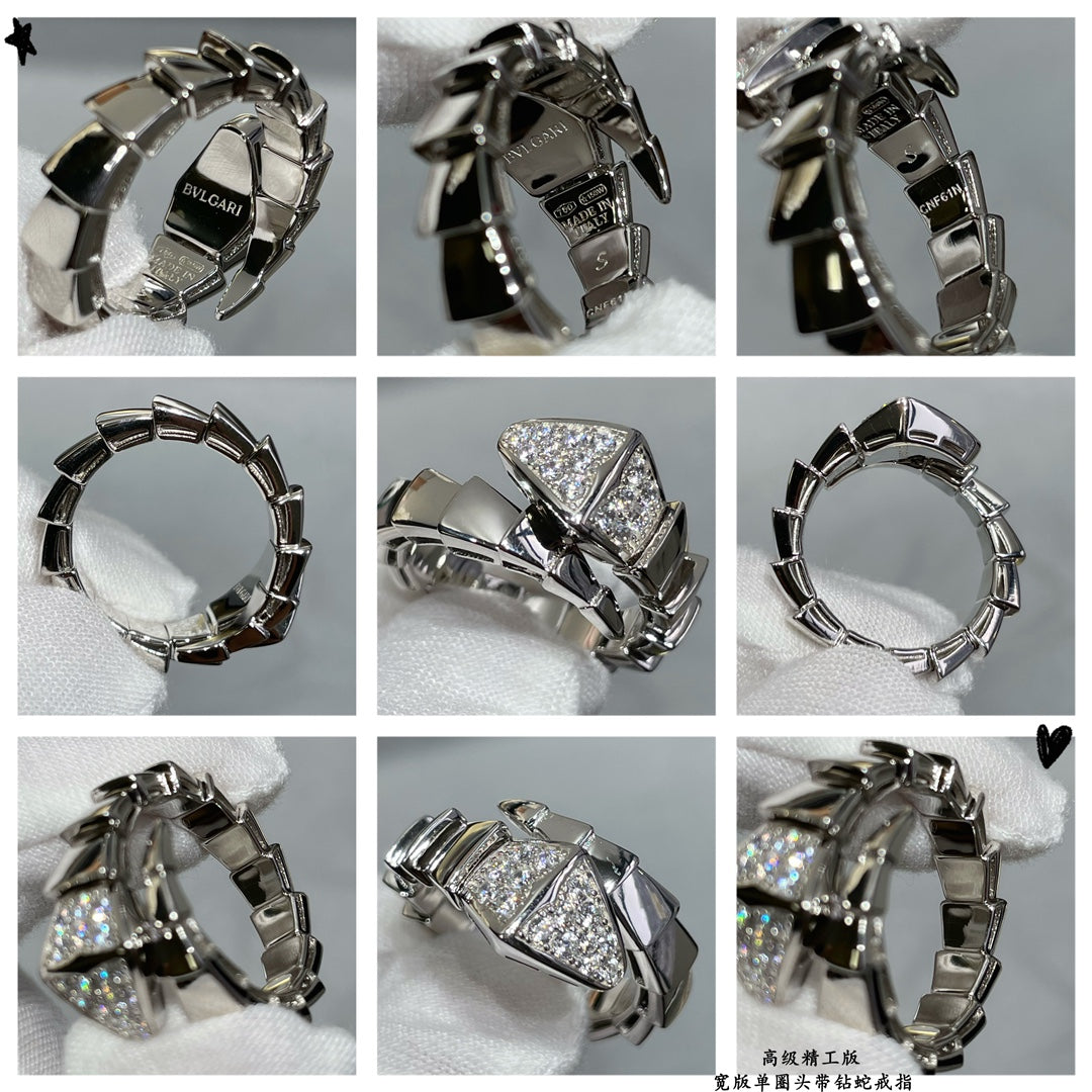 18K BVLGARI Serpenti Viper Head Diamond Ring