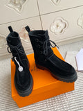 HERMES 25S ANKLE BOOTS IN BLACK SUEDE