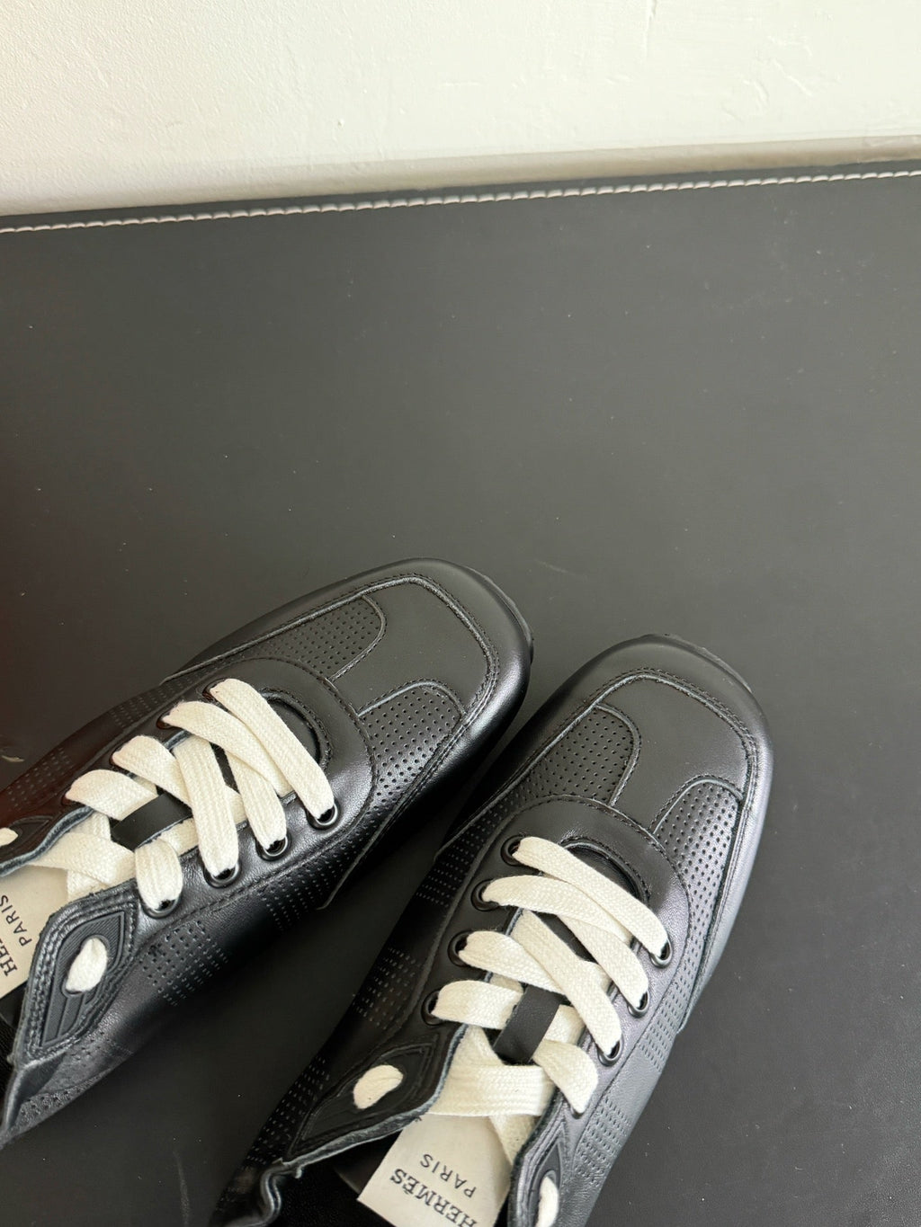 HERMES SKATEBOARD SHOES BLACK CALFSKIN