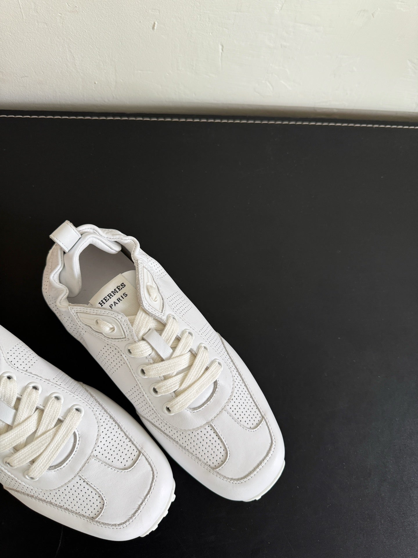 HERMES SKATEBOARD SHOES WHITE CALFSKIN