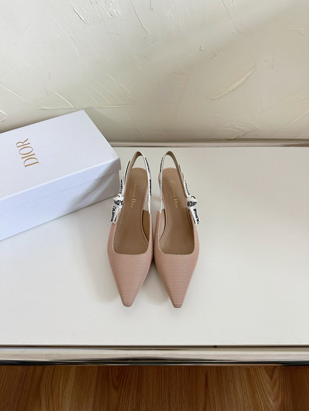 DIOR J'A SLINGBACK PUMP NUDE PINK TECHNICAL FABRIC 65 MM