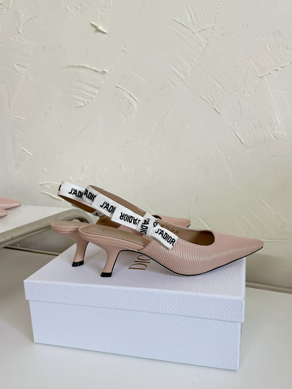 DIOR J'A SLINGBACK PUMP NUDE PINK TECHNICAL FABRIC 65 MM