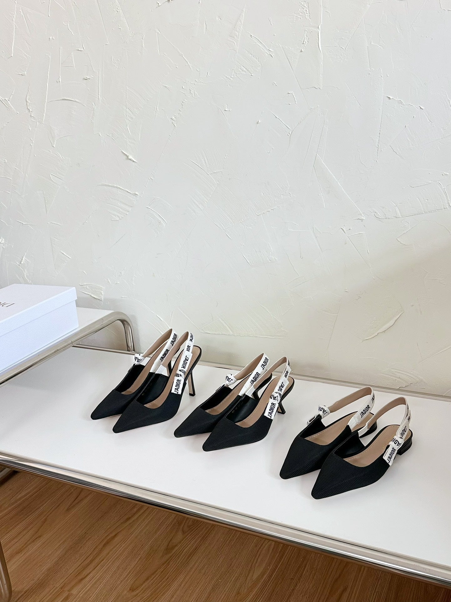 DIOR J'A SLINGBACK FLAT BLACK TECHNICAL FABRIC