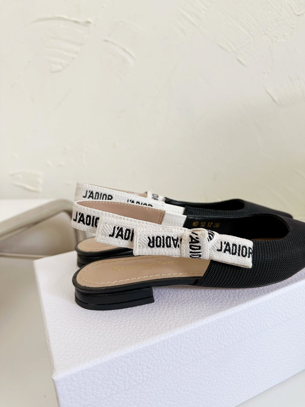 DIOR J'A SLINGBACK FLAT BLACK TECHNICAL FABRIC