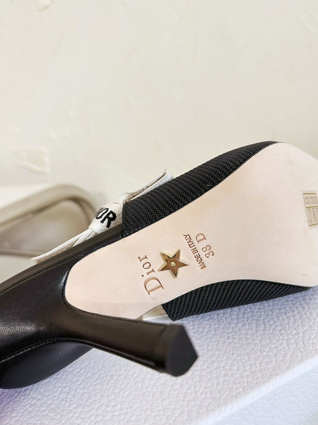 DIOR J'A SLINGBACK PUMP BLACK TECHNICAL FABRIC 10 CM