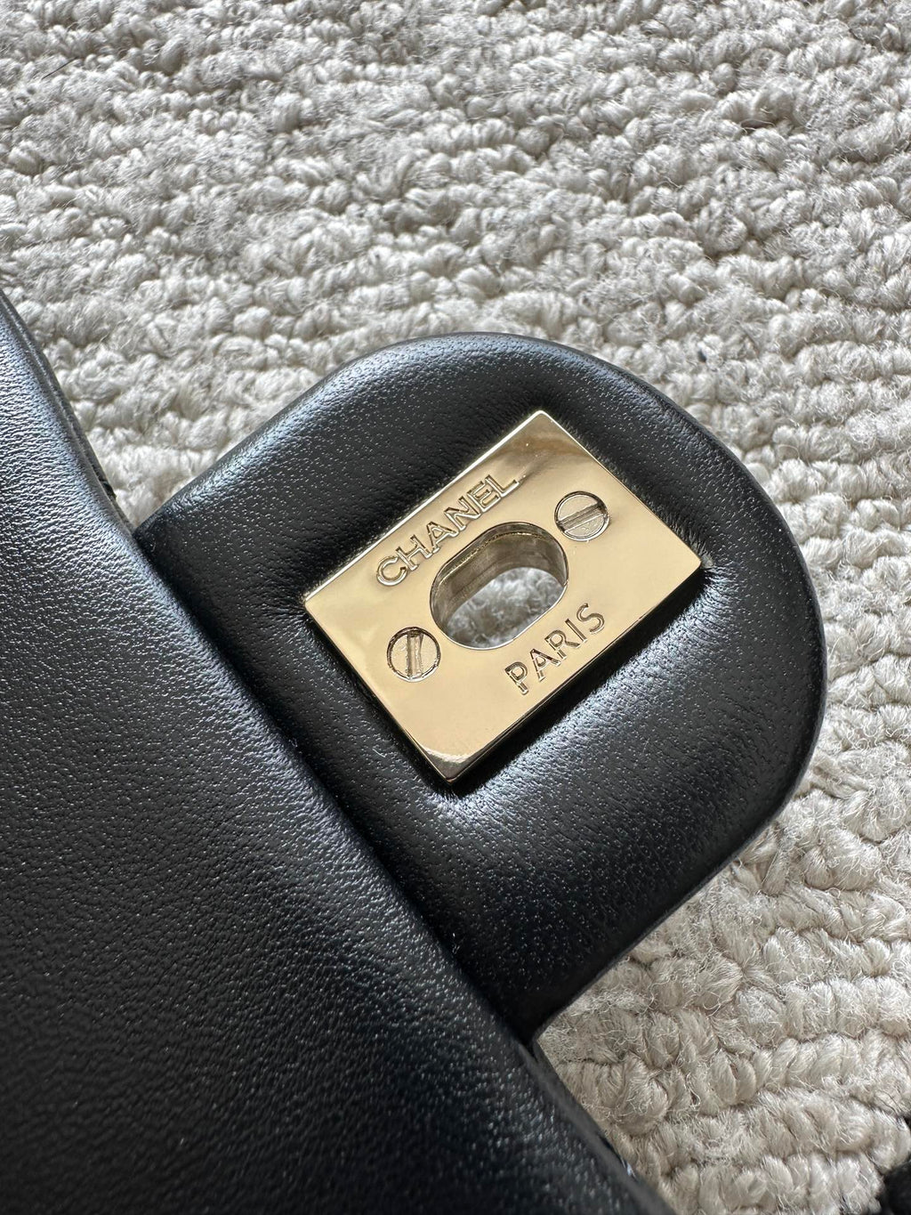 CHANEL 25S CLASSIC FLAP BAG MINI 18 IN BLACK LAMBSKIN WITH GOLD HARDWARE