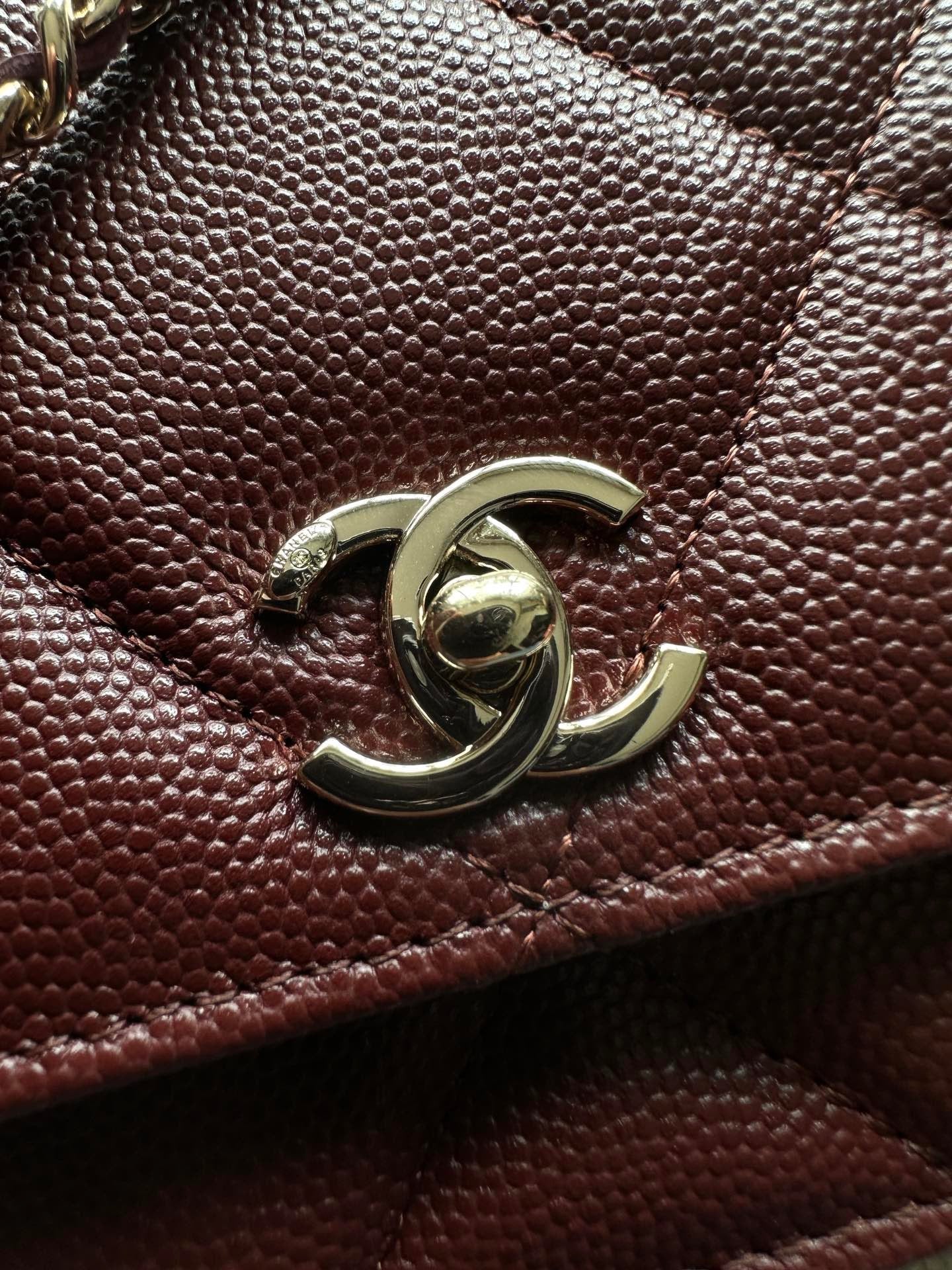 CHANEL 25S MINI FLAP BAG 19 IN DARK RED CAVIAR LEATHER