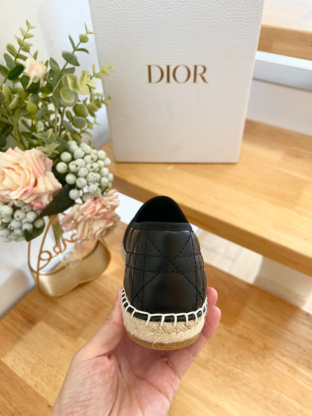 DIOR GRANVILLE ESPADRILLE BLACK QUILTED CANNAGE CALFSKIN