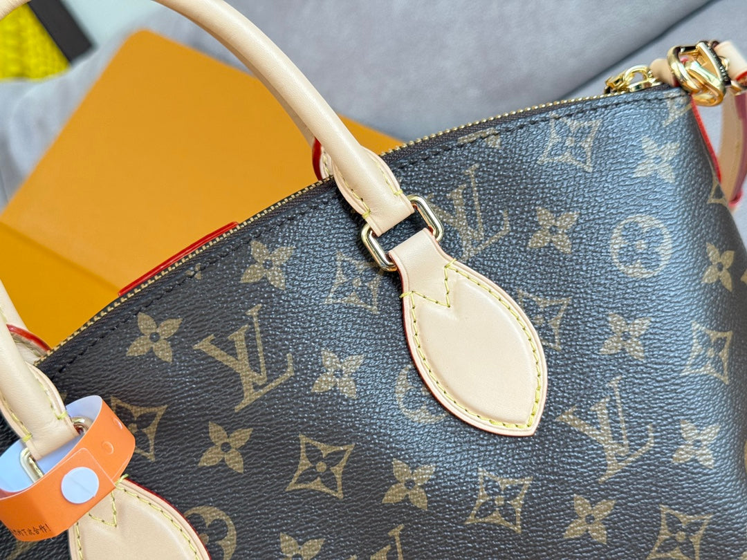LOUIS VUITTON LV 25S BOÉTIE TOTE 25 IN BROWN MONOGRAM COATED CANVAS AND CALFSKIN GOLD HARDWARE
