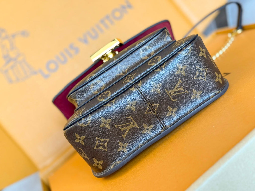 LOUIS VUITTON LV 25S CHAIN BAG 24 IN BROWN MONOGRAM CANVAS GOLD HARDWARE