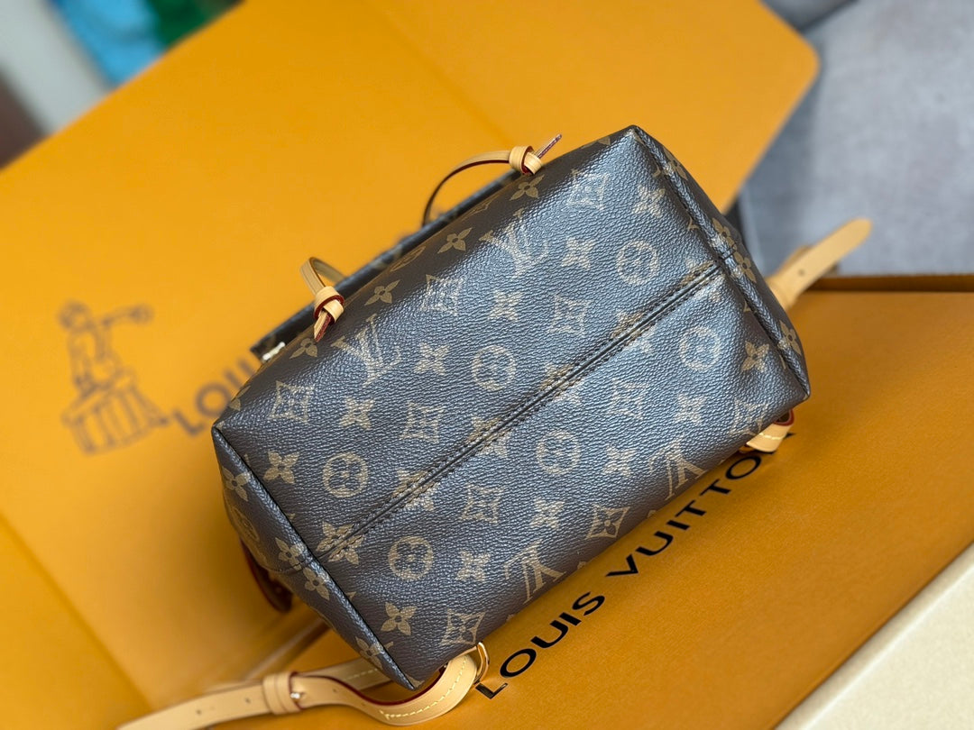 LOUIS VUITTON LV 25S MONTSOURIS 33 IN BROWN MONOGRAM CANVAS LEATHER TRIM GOLD HARDWARE