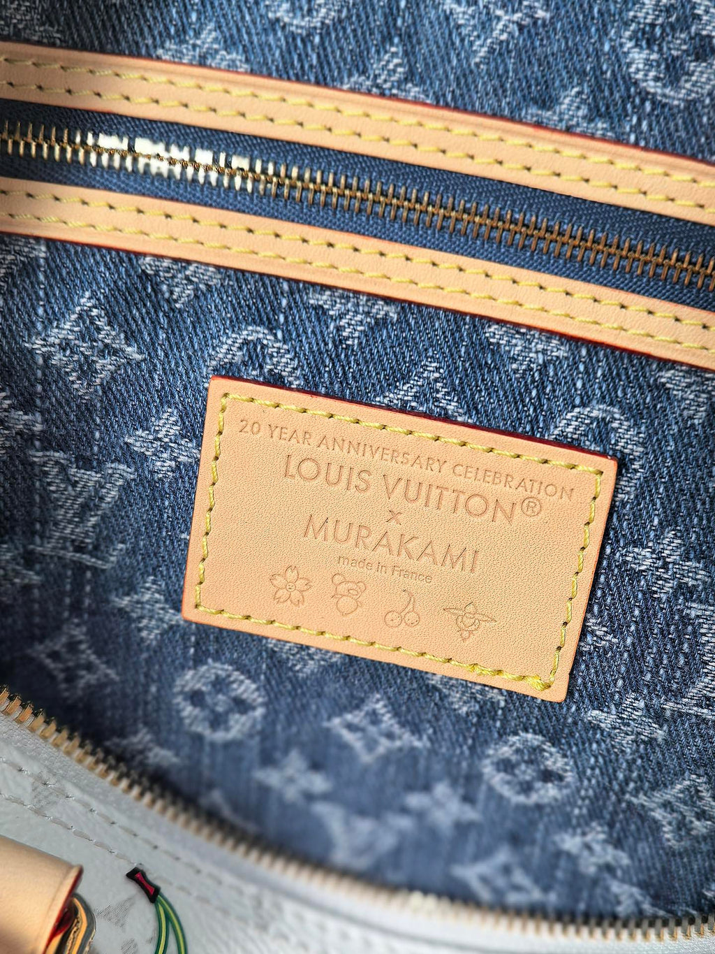 LOUIS VUITTON LV 25S SPEEDY SOFT 30 IN WHITE CANVAS MONOGRAM CHERRY PRINT GOLD HARDWARE