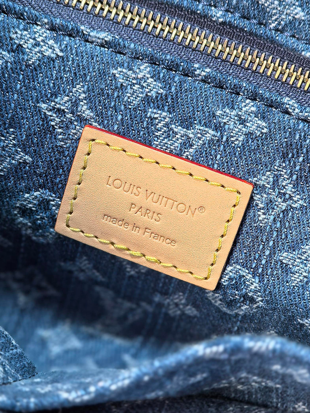 LOUIS VUITTON LV 25S ONTHEGO 28 IN BLUE MONOGRAM DENIM COTTON CALFSKIN LEATHER STRAP