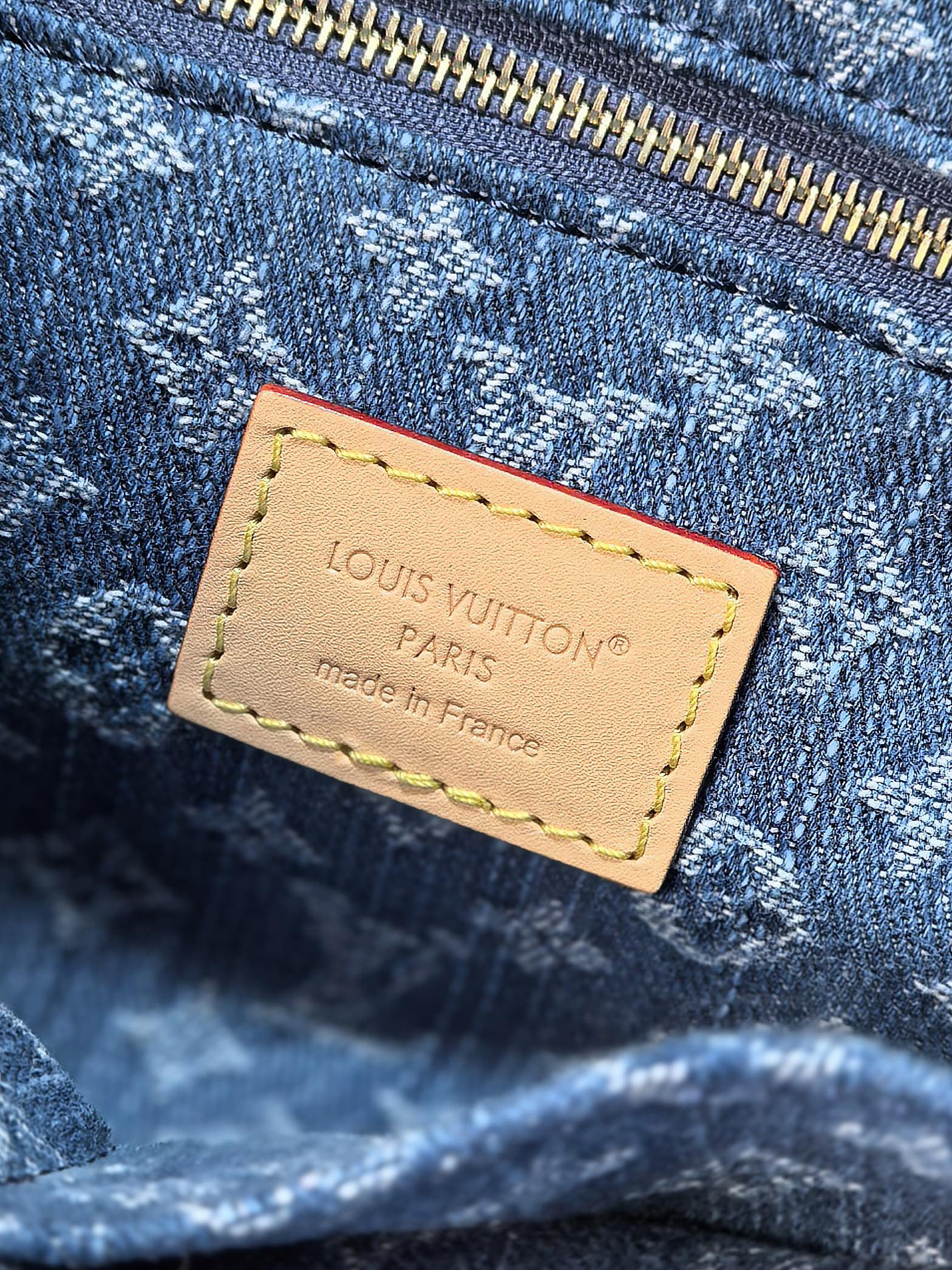 LOUIS VUITTON LV 25S ONTHEGO 28 IN BLUE MONOGRAM DENIM COTTON CALFSKIN LEATHER STRAP