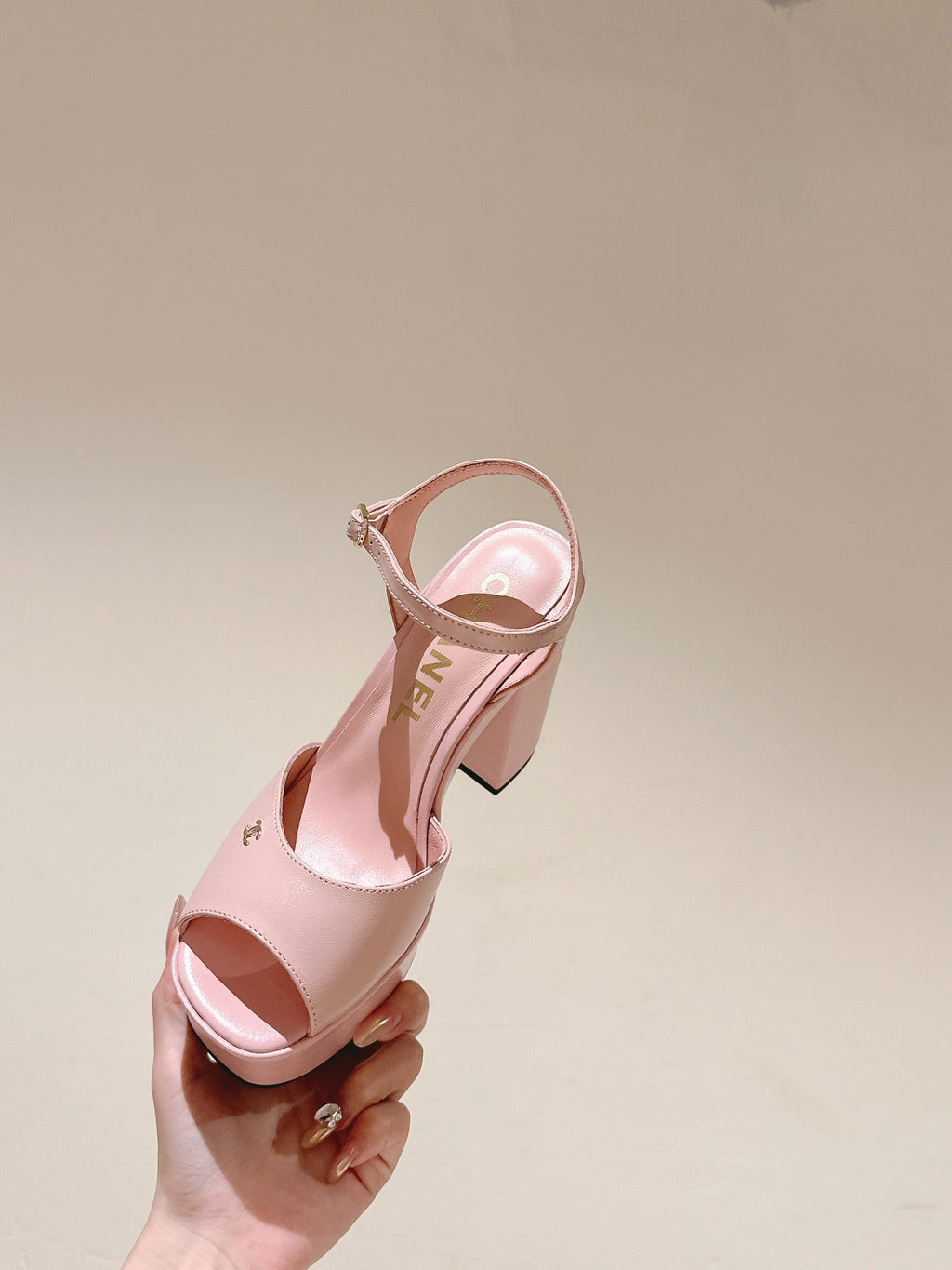 CHANEL HIGH SANDAL LIGHT PINK CALFSKIN