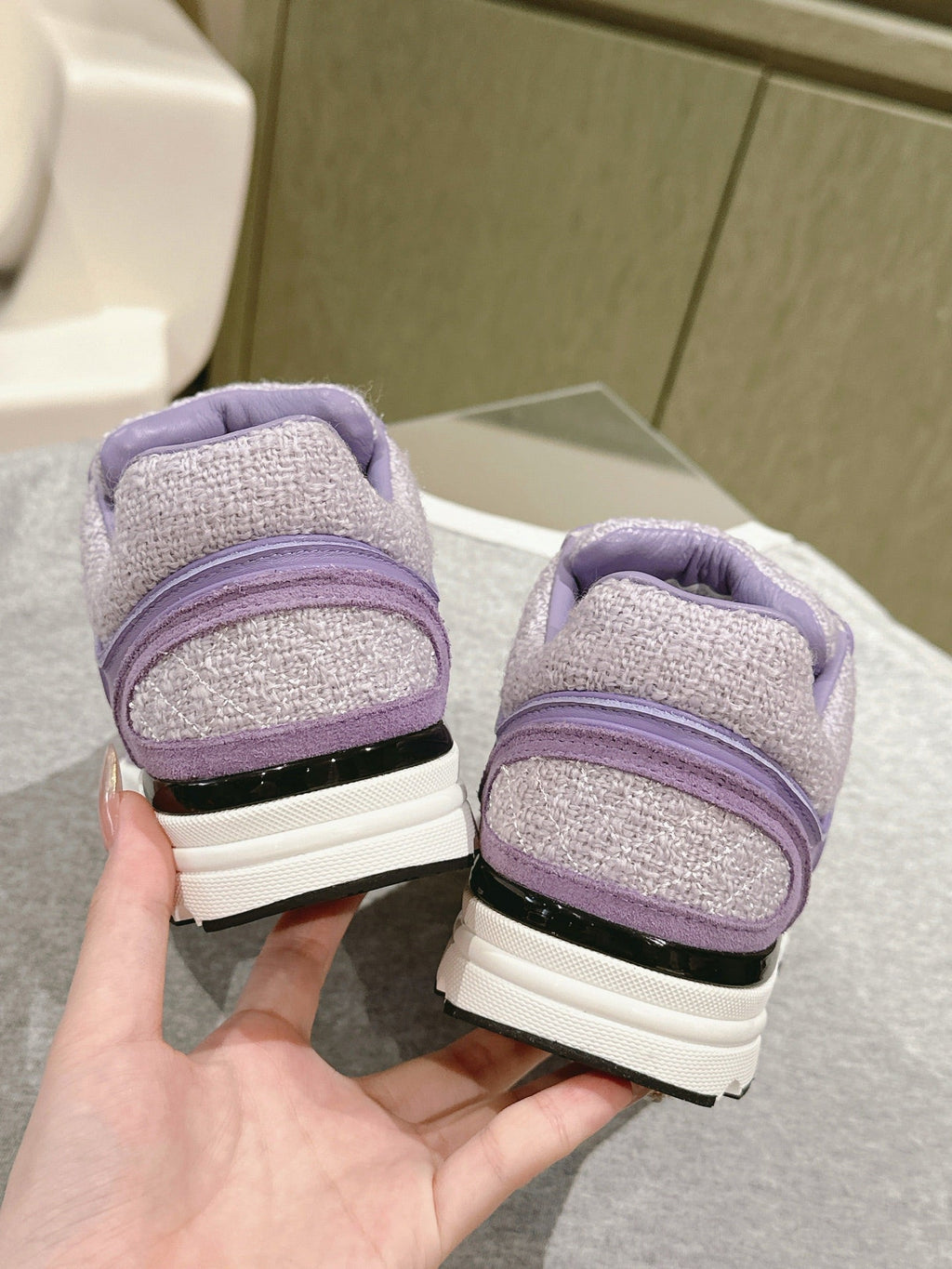 CHANEL TRAINERS IN LIGHT PURPLE SUEDE AND CALFSKIN