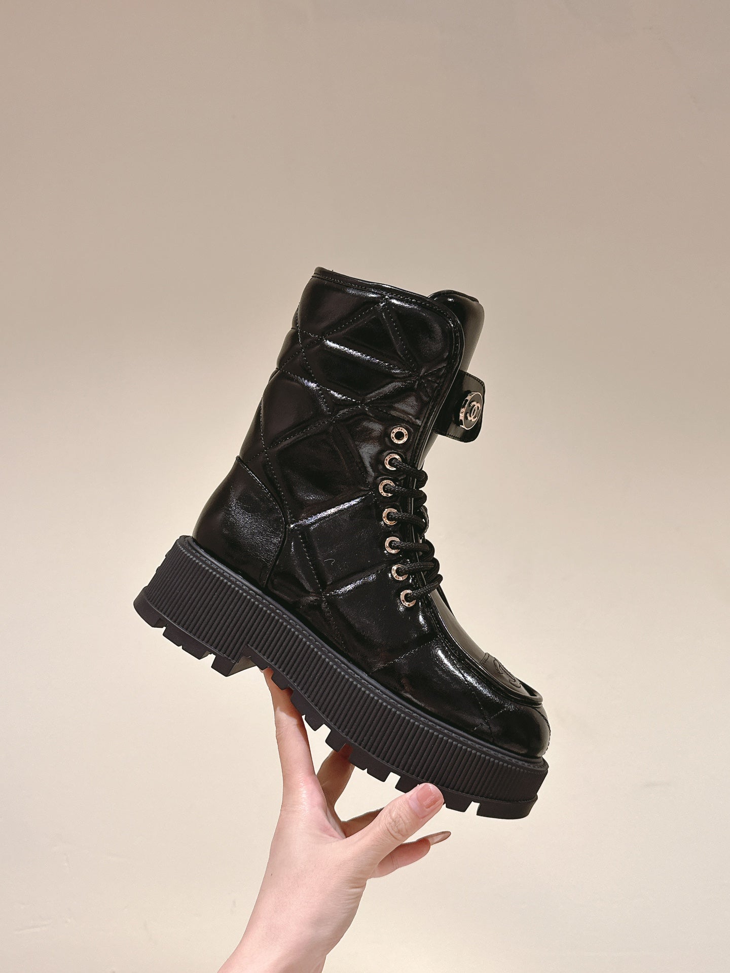 CHANEL MARTIN BOOTS IN BLACK EMBROIDERED CALFSKIN