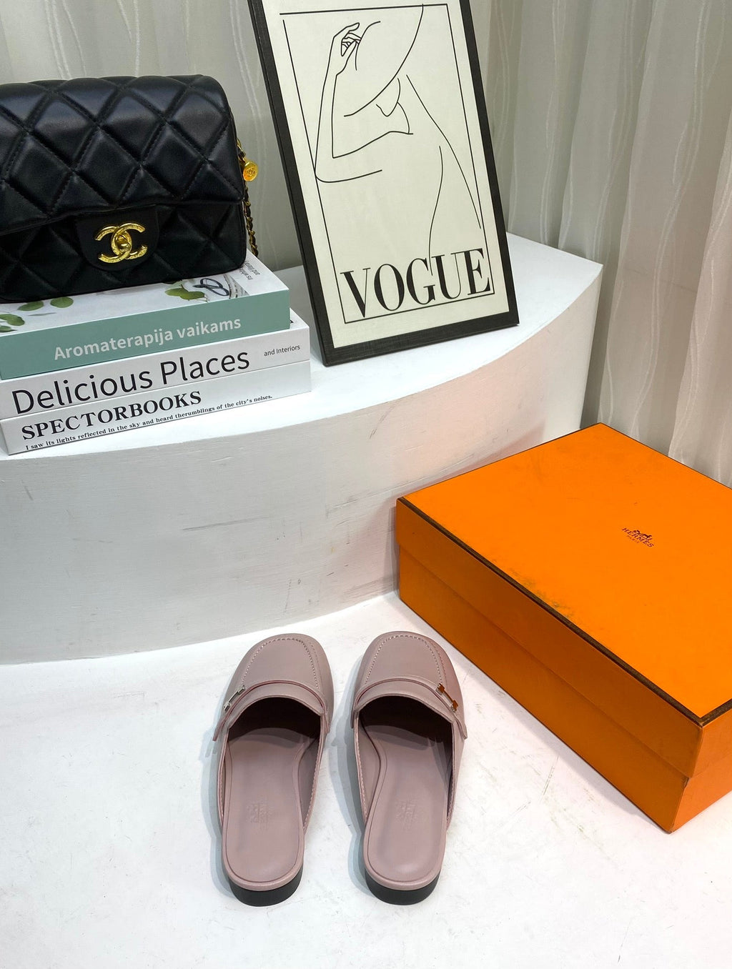 HERMES IENA MULE CREPE CALFSKIN