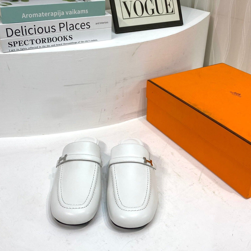 HERMES IENA MULE WHITE CALFSKIN