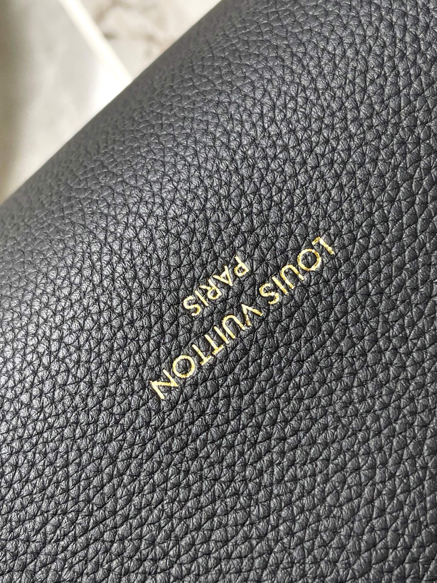 LOUIS VUITTON LOW KEY CABAS 47 IN BLACK GRAINED CALFSKIN GOLD BUCKLE